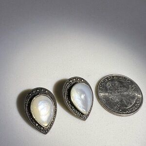 Elegant Silver and White Teardrop Earrings